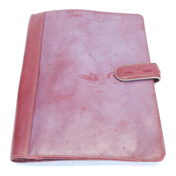 Vtg Franklin Covey Red Leather Tote Bag Planner Wristlet Work Travel Organizer - Picture 10 of 15